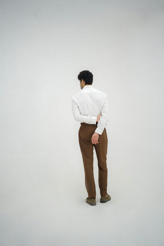 SIENA-Brown Beltless High Waisted Pleated Pants