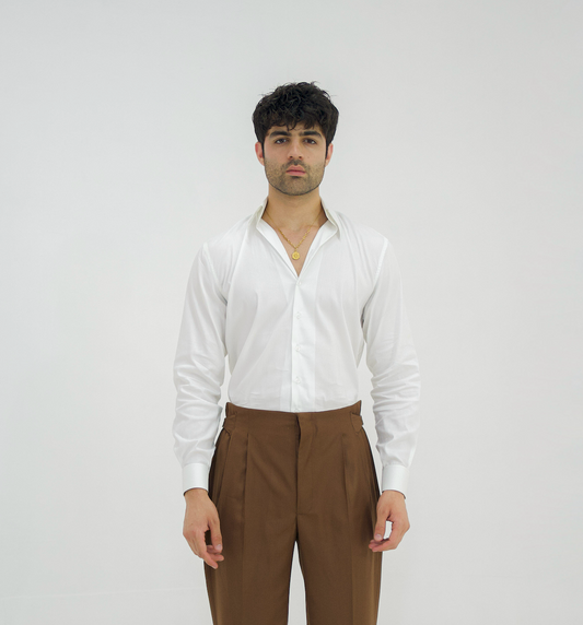 MONARCH-White Italian Collar Shirt
