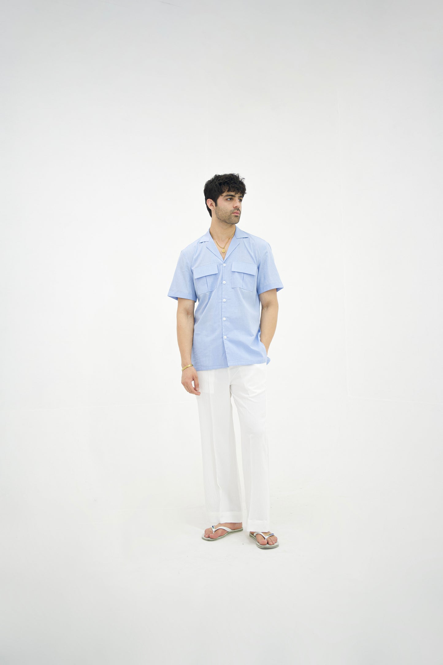 MIST-Sky Blue Cuban Collar Co-ord Set