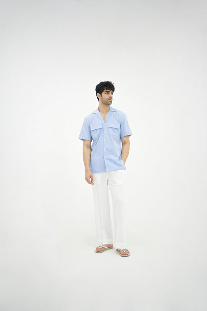 MIST-Sky Blue Cuban Collar Co-ord Set