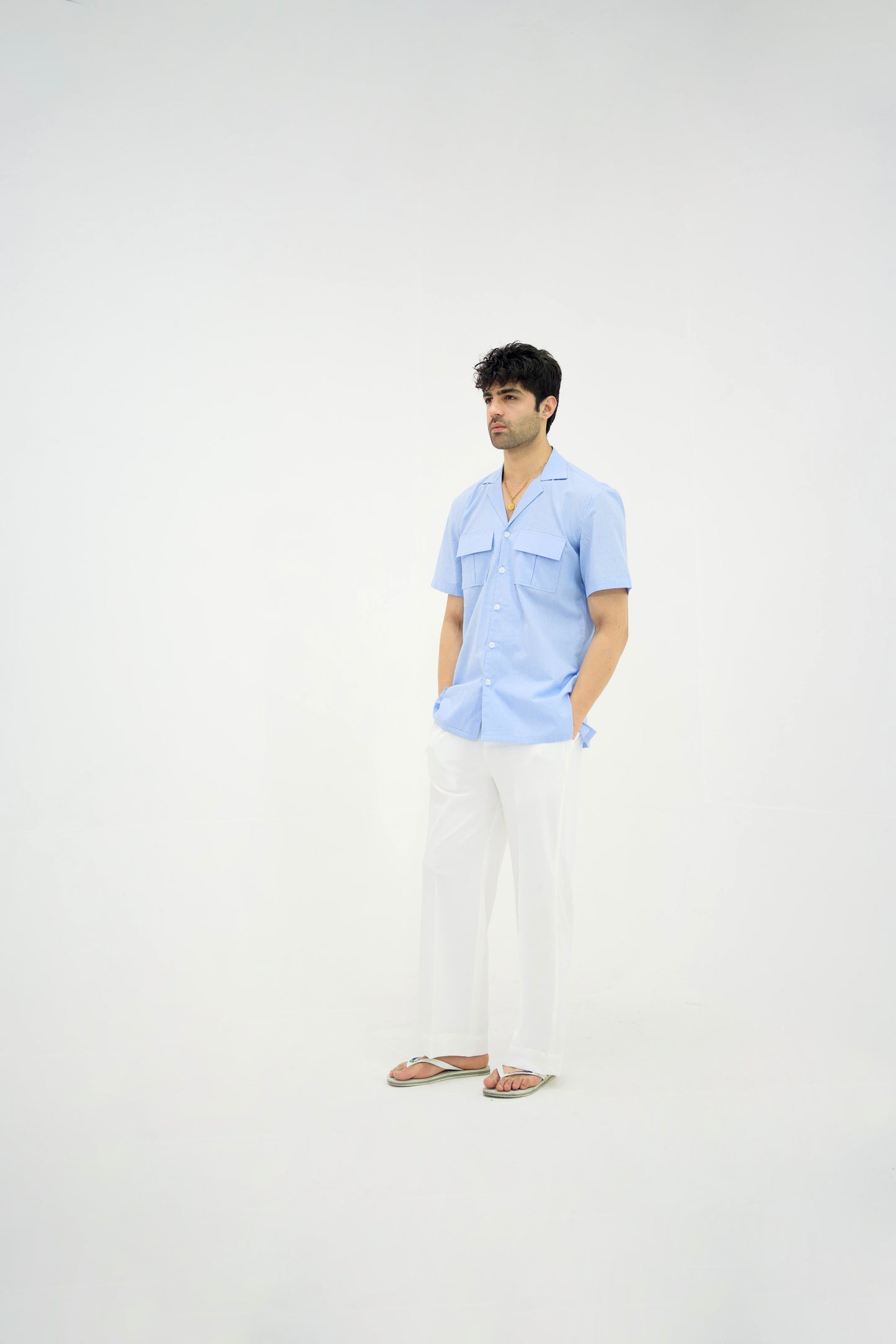 MIST-Sky Blue Cuban Collar Co-ord Set