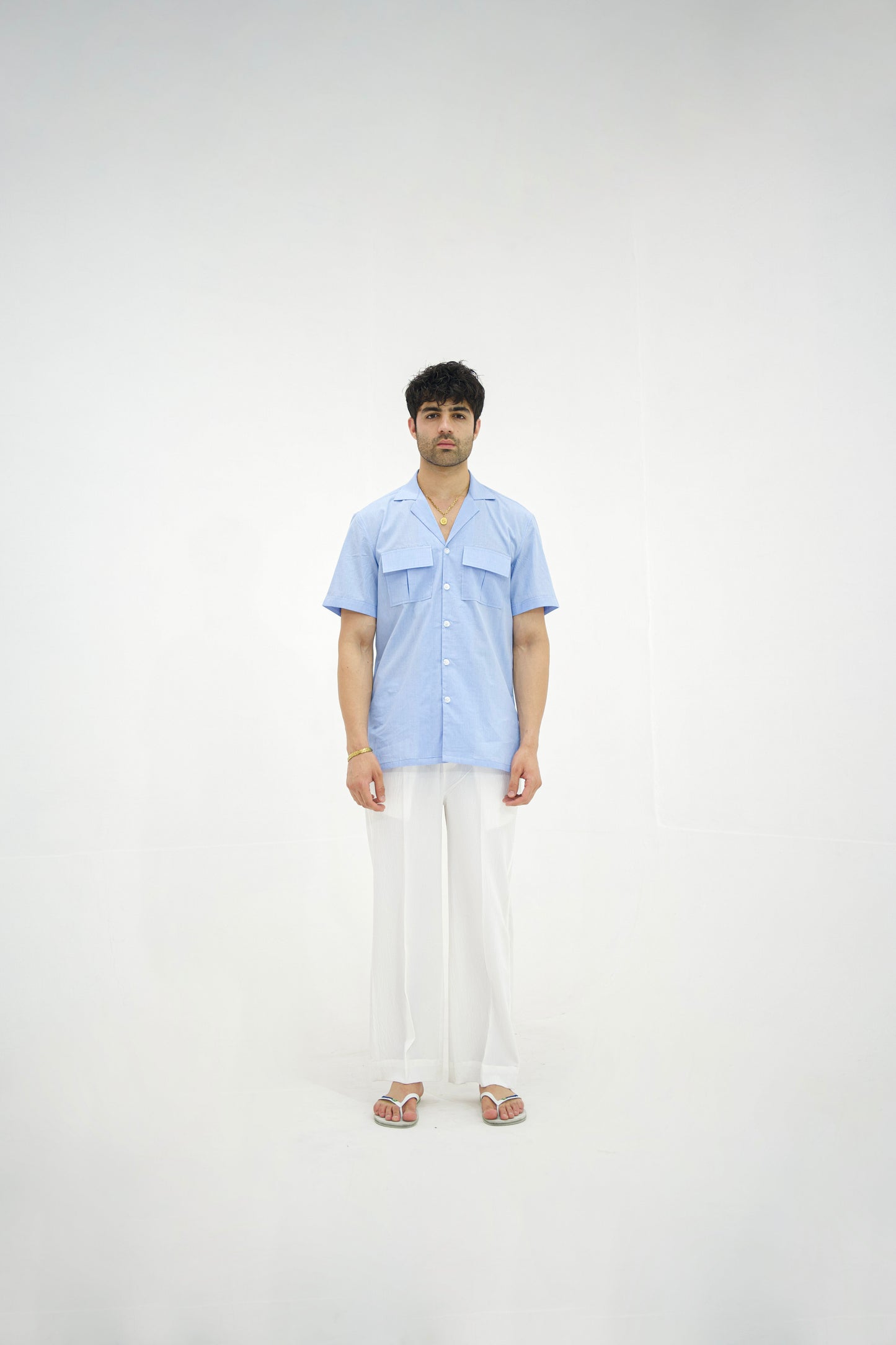 MIST-Sky Blue Cuban Collar Co-ord Set
