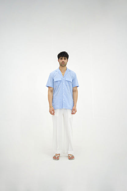 MIST-Sky Blue Cuban Collar Co-ord Set
