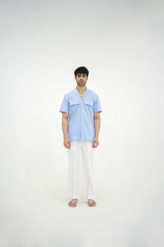 MIST-Sky Blue Cuban Collar Co-ord Set