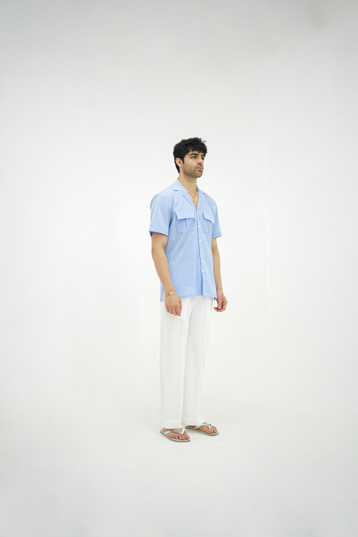 MIST-Sky Blue Cuban Collar Co-ord Set