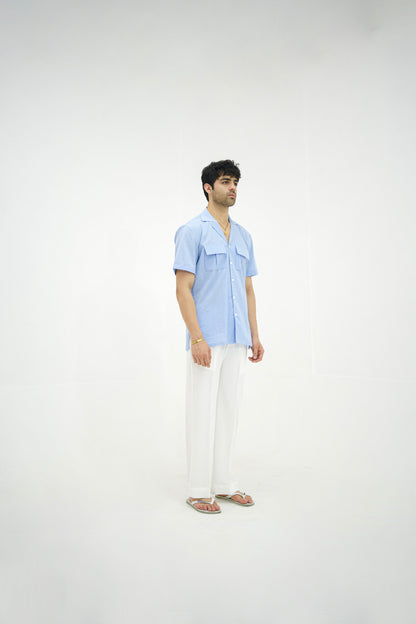 MIST-Sky Blue Cuban Collar Co-ord Set