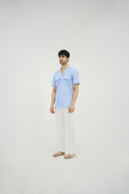 MIST-Sky Blue Cuban Collar Co-ord Set