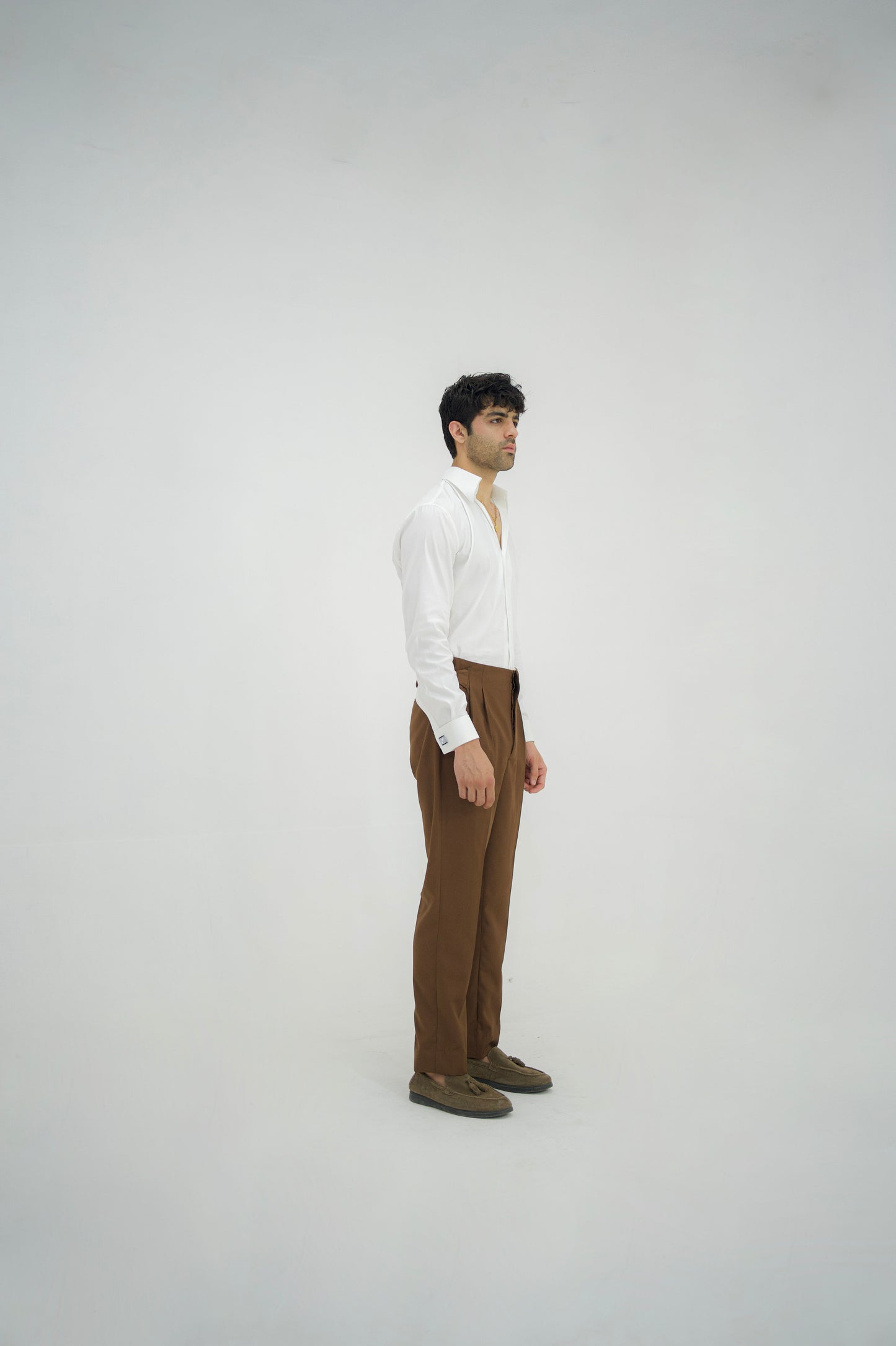 SIENA-Brown Beltless High Waisted Pleated Pants