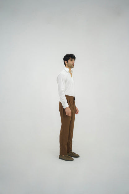 SIENA-Brown Beltless High Waisted Pleated Pants