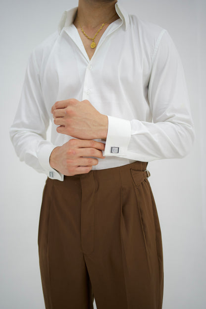 MONARCH-White Italian Collar Shirt