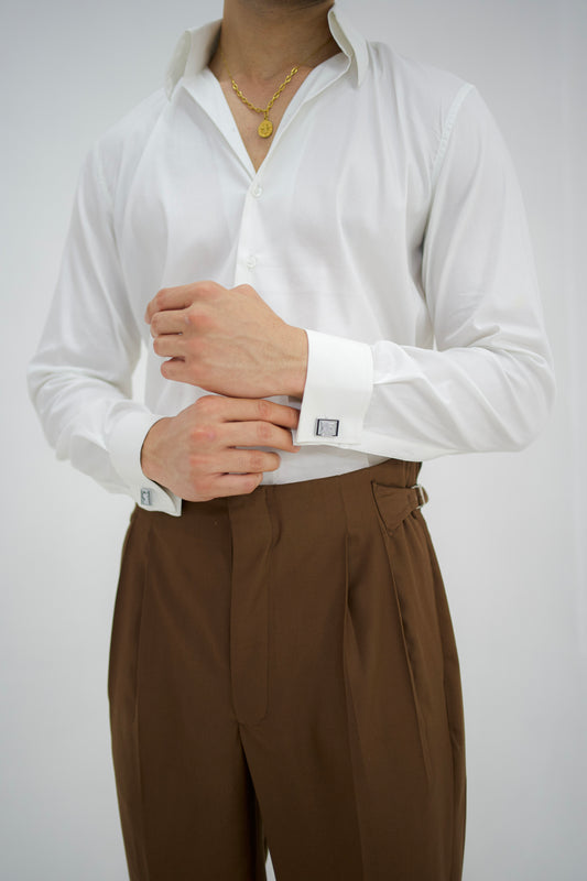 MONARCH-White Italian Collar Shirt