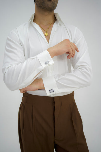 MONARCH-White Italian Collar Shirt