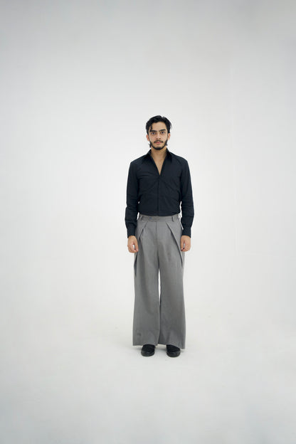 MILANO-Grey Over Pleated High Waisted Pants