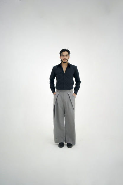 MILANO-Grey Over Pleated High Waisted Pants