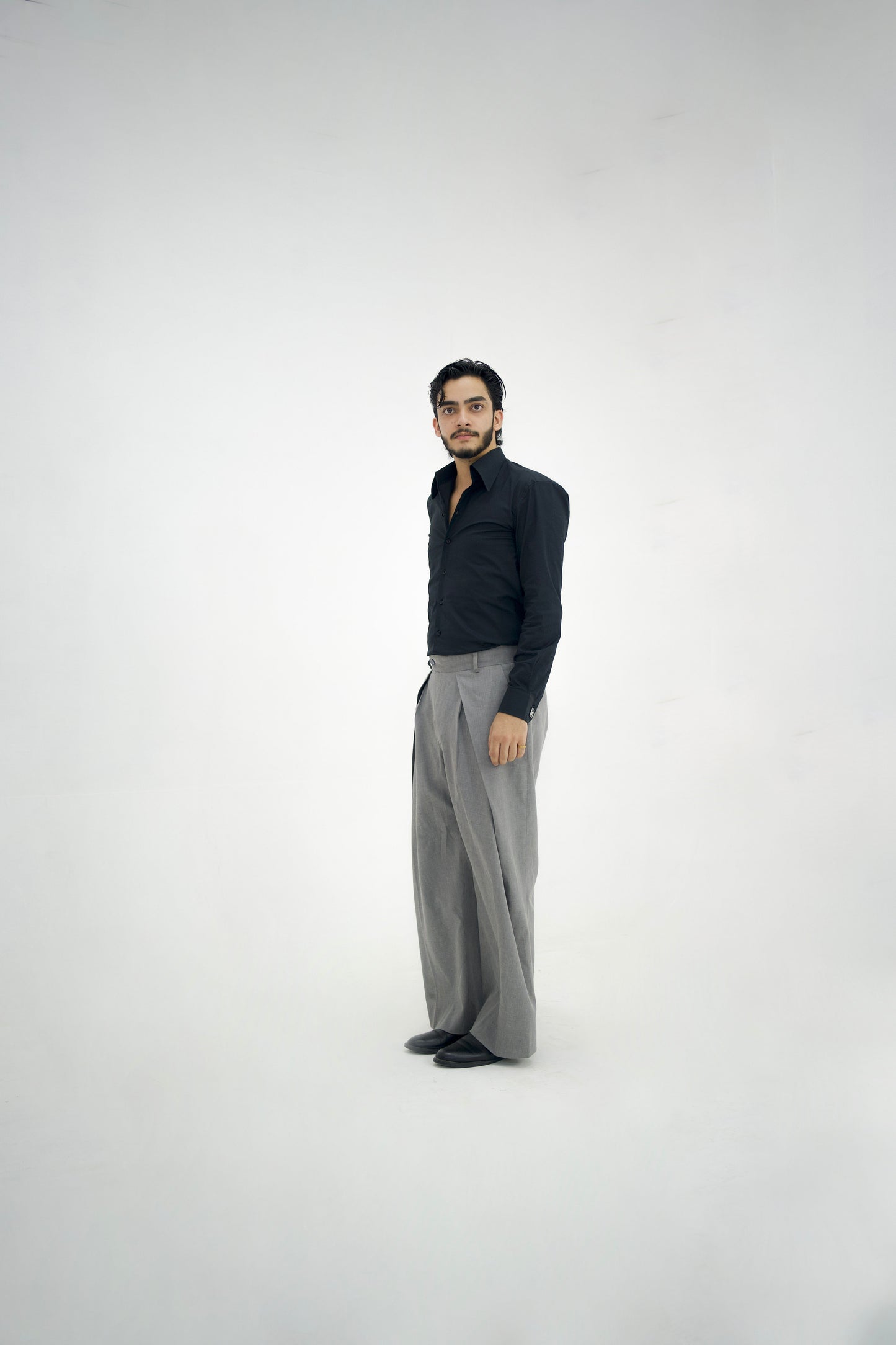 MILANO-Grey Over Pleated High Waisted Pants