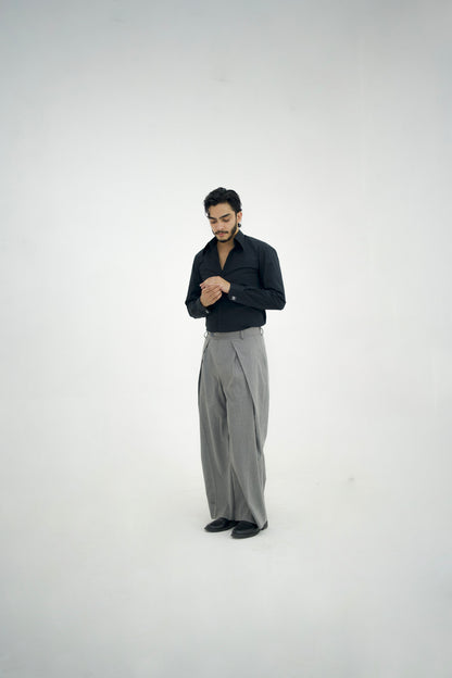 MILANO-Grey Over Pleated High Waisted Pants