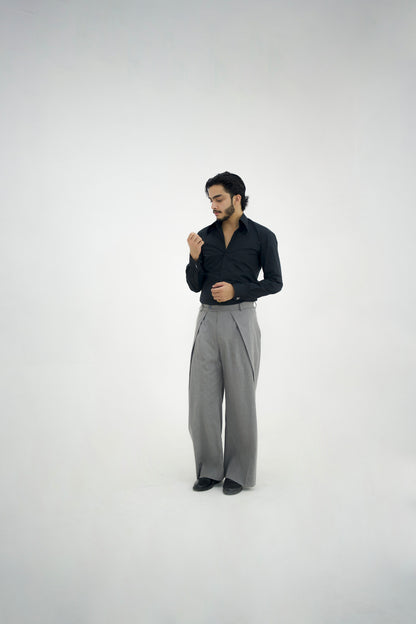 MILANO-Grey Over Pleated High Waisted Pants