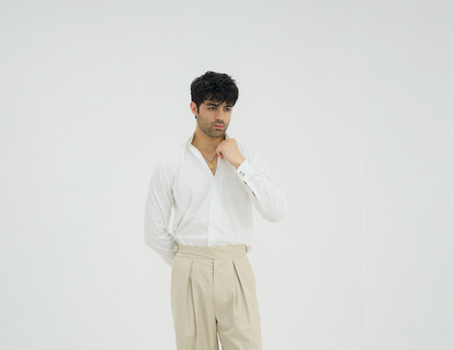 MONARCH-White Italian Collar Shirt
