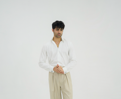 MONARCH-White Italian Collar Shirt