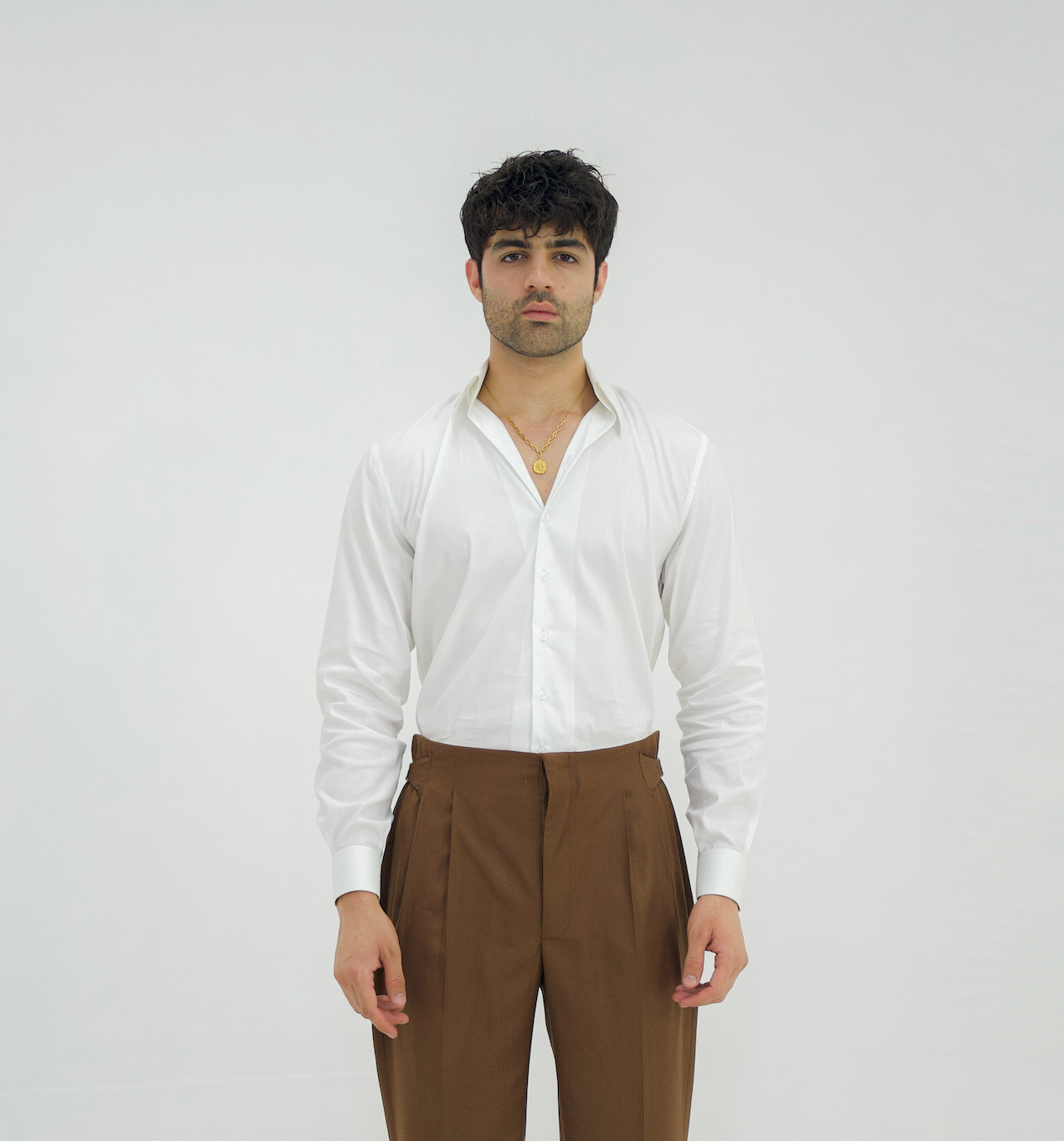 MONARCH-White Italian Collar Shirt